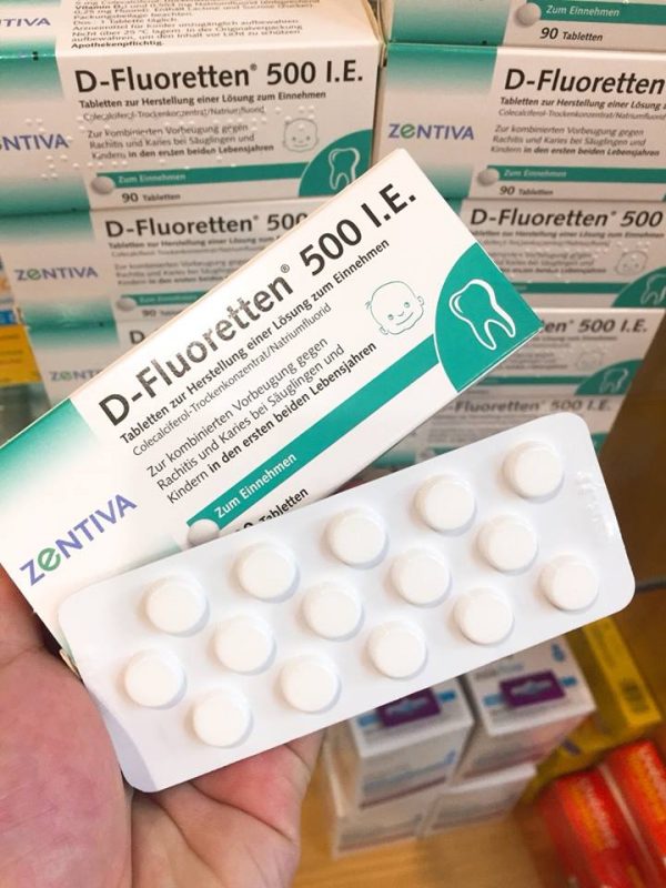 Mẫu Mới] Vitamin D Fluoretten 500 I.E - Viên Uống Hỗ Trợ Chống Còi Xương Cho Trẻ Sơ Sinh | IKute