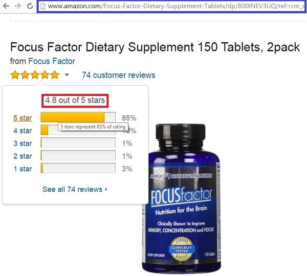 Focus Factor được reivew tốt trên các trang chuyên về sản phẩm chăm sóc sức khỏe