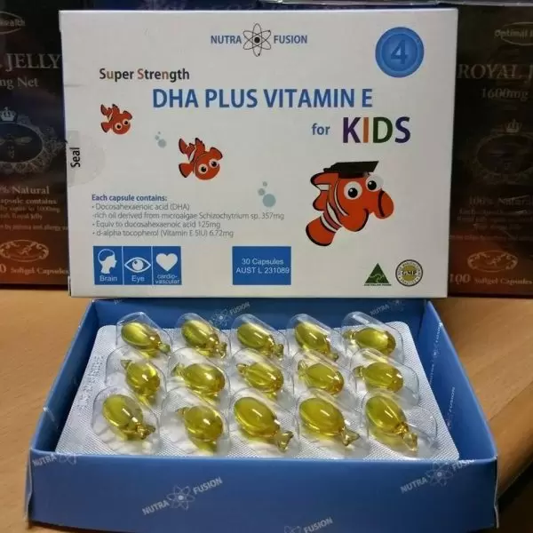 Super Strength DHA Plus Vitamin E For Kids dạng viên nang hình con cá