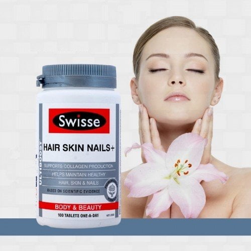 Image result for Viên Uống Collagen Swisse Hair Skin Nails 100 viên