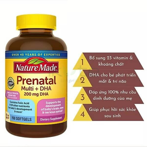 San pham vitamin tong hop cho ba bau Prenatal Multi DHA iKute