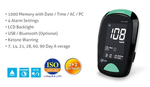 Máy đo đường huyết Uright TD 4279 có nhiều tính năng hữu ích