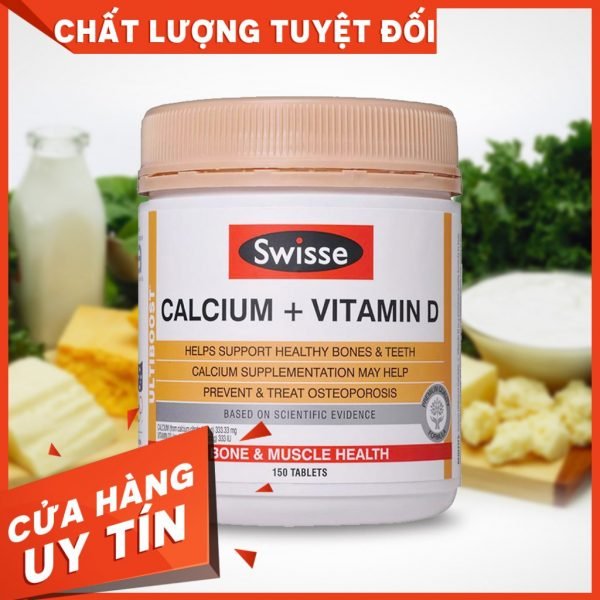 Viên uống bổ sung Canxi chống loãng xương Swisse Calcium Vitamin D Úc