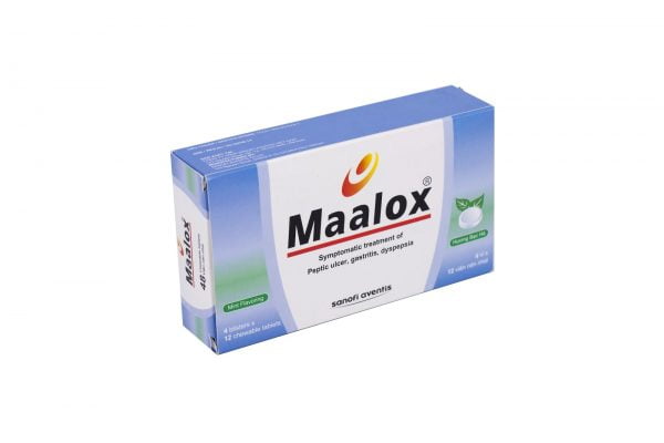 Maalox sản xuất dưới dạng viên nén để điều trị viêm loét dạ dày ợ hơi ợ chua