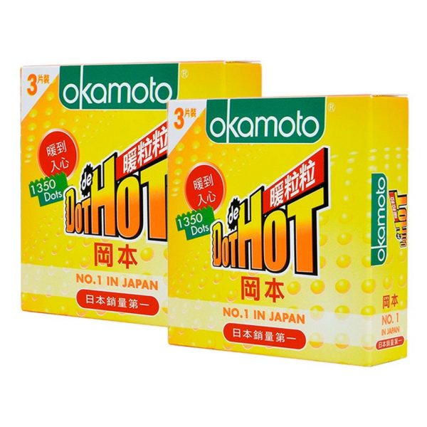 Okamoto Dot De Hot có gai nổi cùng với gel làm ấm bên trong và ngoài bao