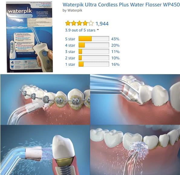 Waterpik WP 450 đánh bay các mảng bám trên răng giúp răng khỏe mạnh
