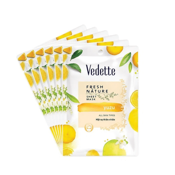 Mat na giay Vedette Lemon Fresh Nature Sheet Mask la mot san pham ly tuong de cai thien tinh trang lao hoa o da